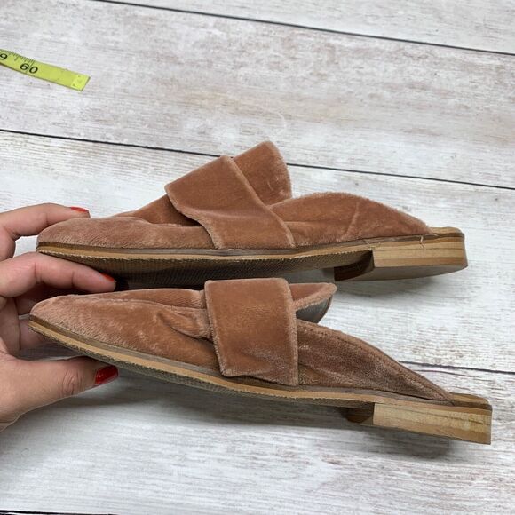 Free People Flats Velvet Slip On Loafer Dusty Pink Slides Mules Size 7 /38 - Picture 3 of 16